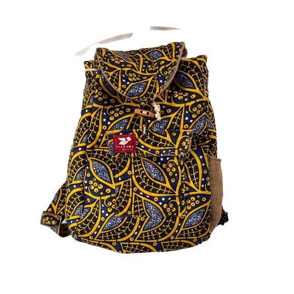Handbags - Taaluma Ivory Coast‎ Tote Backpack Blue Yellow Burlap